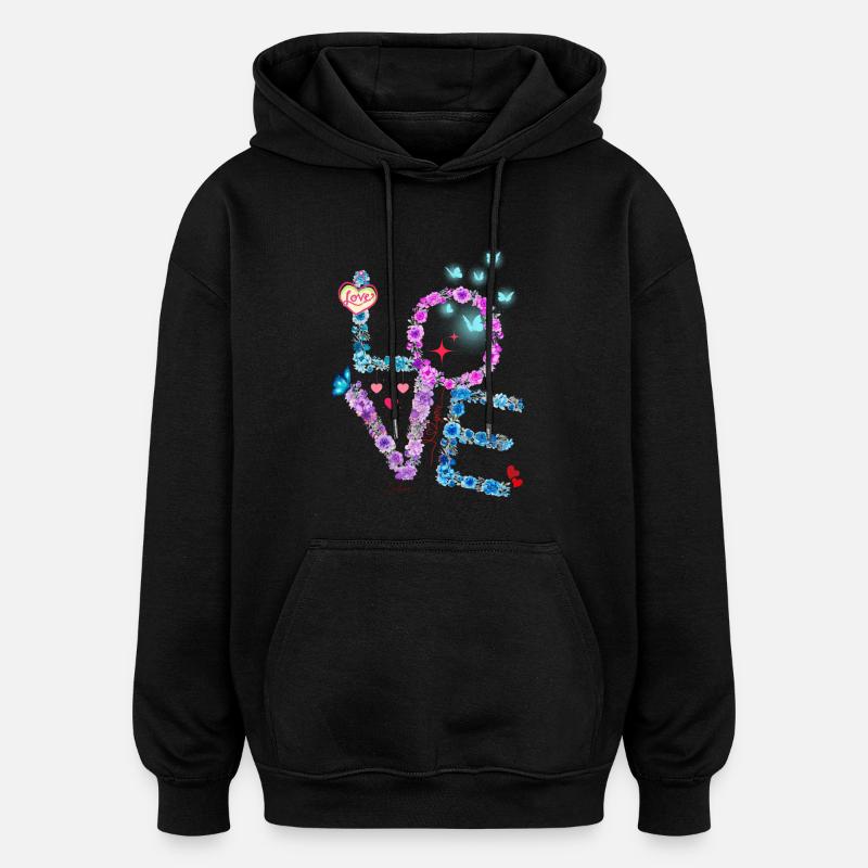VALENTIN LOVE pink blau - Oversized Unisex Hoodie - Schwarz