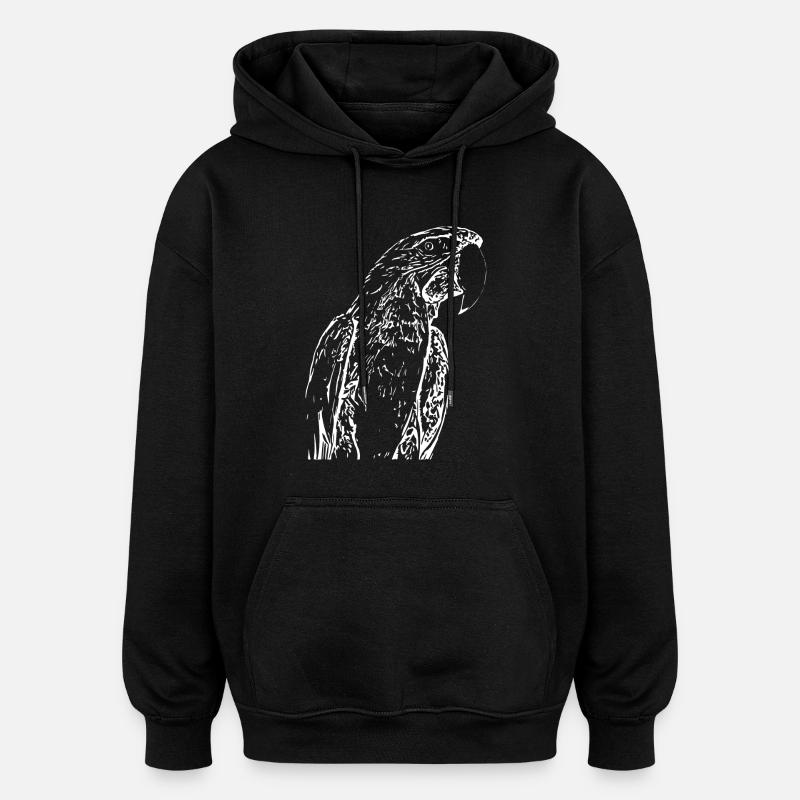 Perroquets Oiseau Blanc - Sweat à capuche oversize unisexe - noir