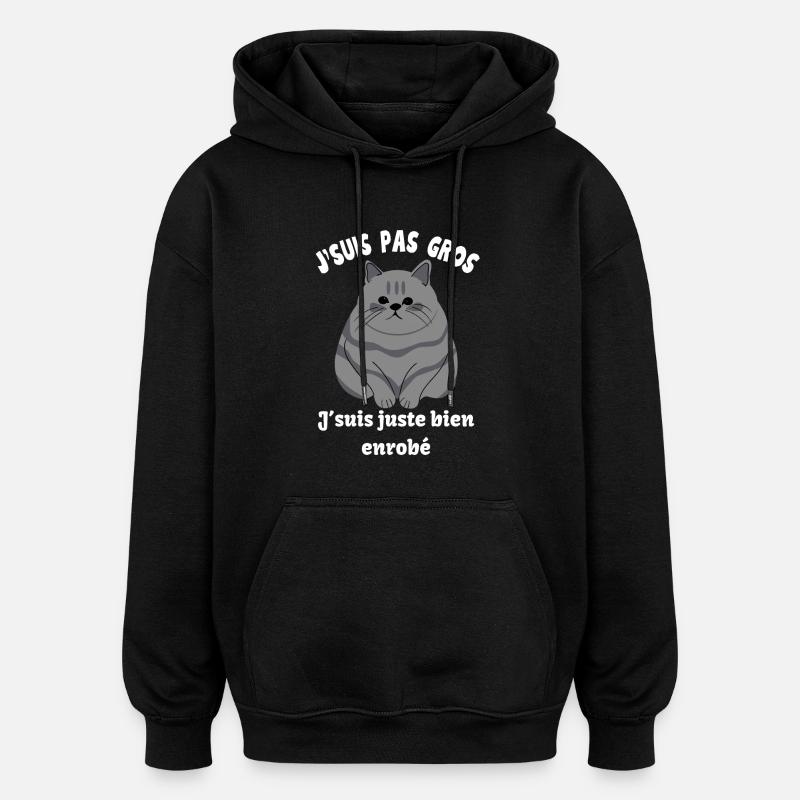 Big White Cat - Oversized Unisex Hoodie - black