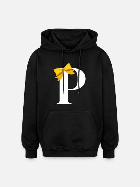 Letter p yellow bow - Oversized Unisex Hoodie - black