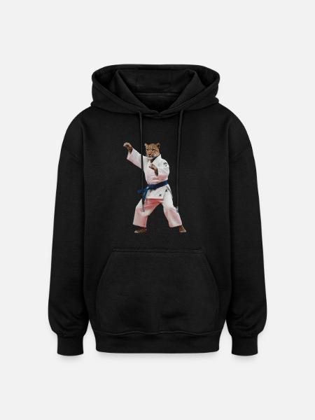 Sporty Leopard - Oversized Unisex Hoodie - black