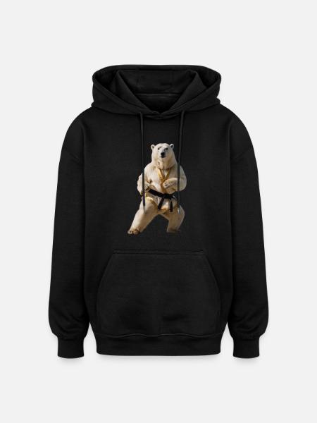 Sport Eisbär - Oversized Unisex Hoodie - Schwarz