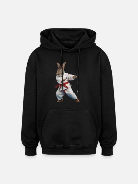 Sporty Rabbit - Oversized Unisex Hoodie - black