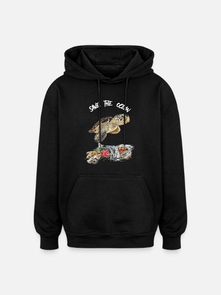 Save the ocean // Pollution - Oversized Unisex Hoodie - black