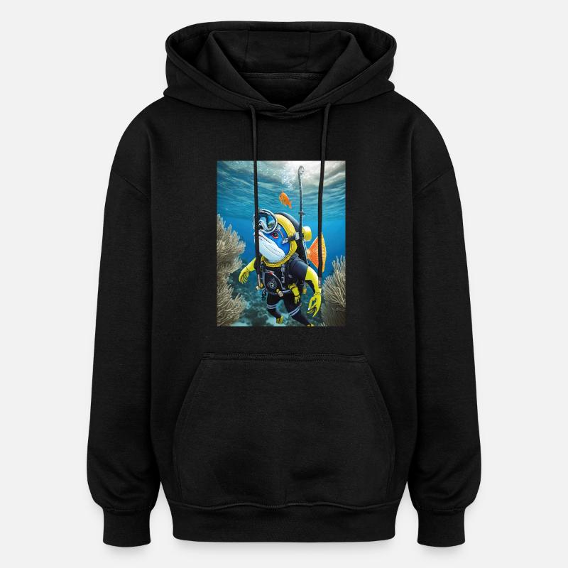 Poisson en scaphandre 2 - Sweat à capuche oversize unisexe - noir