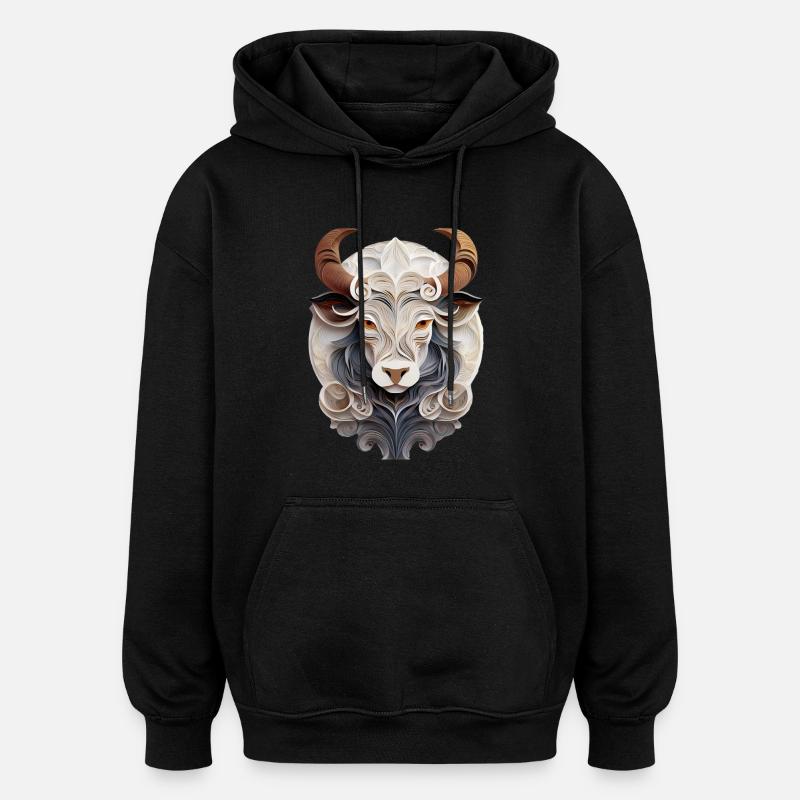Signe du zodiaque Taureau - Sweat à capuche oversize unisexe - noir