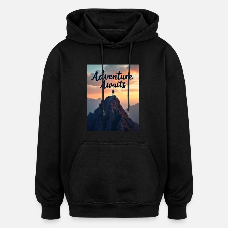L’aventure vous attend - Sweat à capuche oversize unisexe - noir