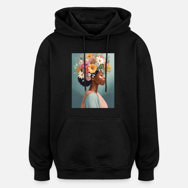 Couronne de fleurs 1 - Sweat à capuche oversize unisexe - noir