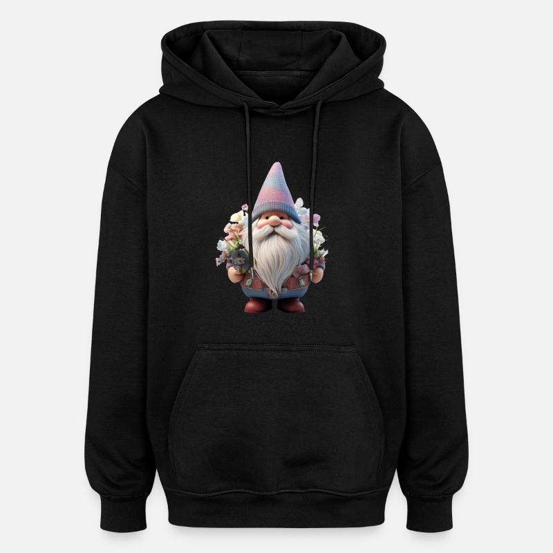 Gartenzwerg Design Blumenflüsterer - Oversized Unisex Hoodie - Schwarz