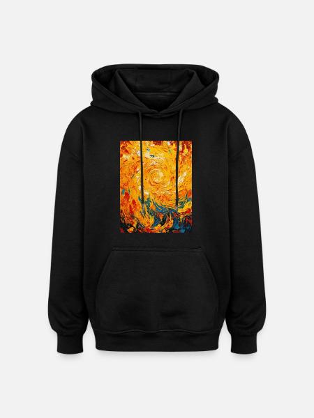 Swirling Fire - Oversized Unisex Hoodie - black