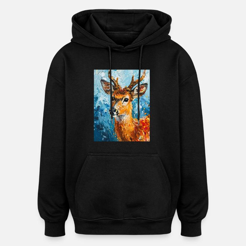 Image de cerf - Sweat à capuche oversize unisexe - noir