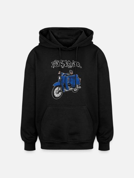 Swallow (blue) // Illustration - Oversized Unisex Hoodie - black