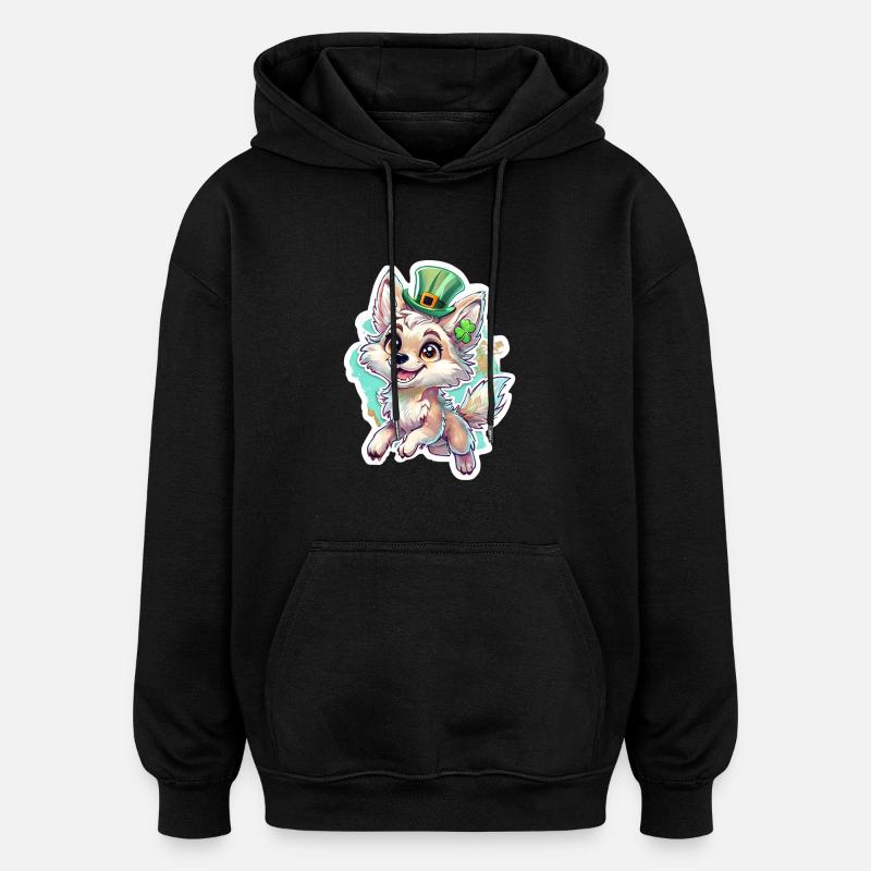 Renard de la Saint-Patrick - Sweat à capuche oversize unisexe - noir