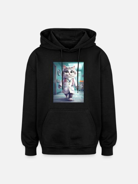 Doctor Cat Profession Gift - Oversized Unisex Hoodie - black