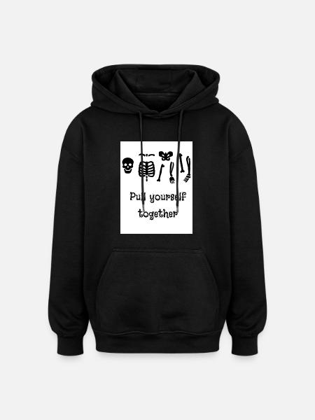 Skeleton Tshirt - Oversized Unisex Hoodie - black