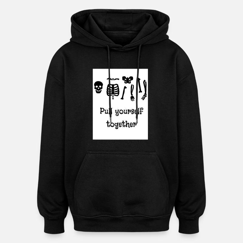 Skeleton Tshirt - Oversized Unisex Hoodie - black