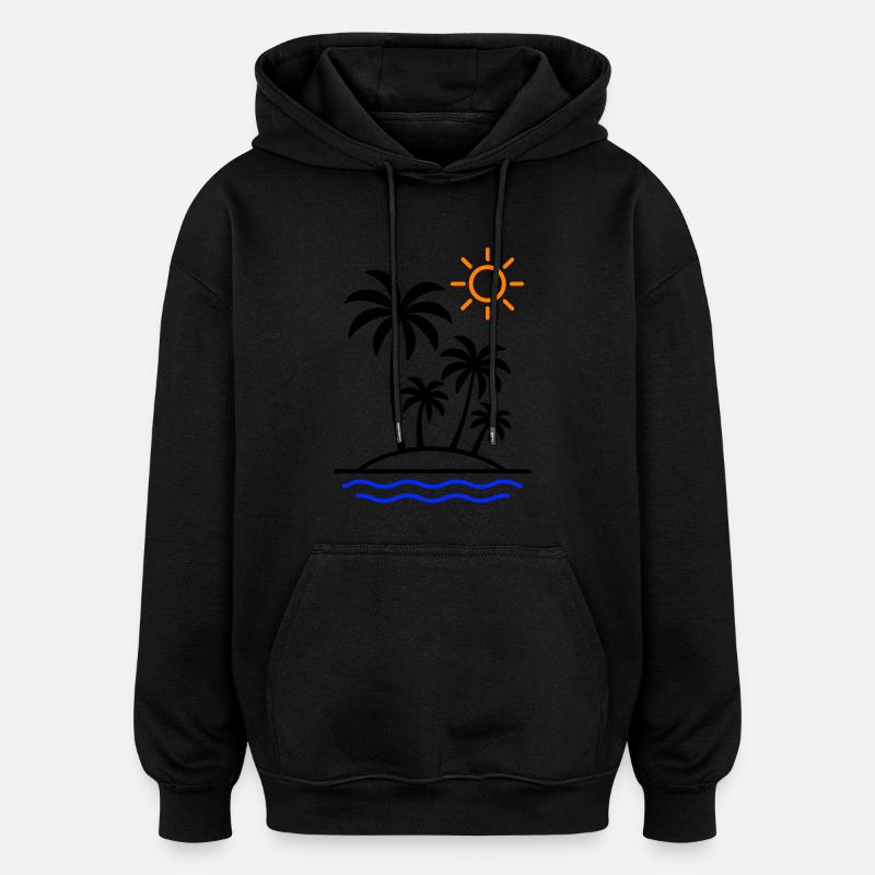 Palmiers d’été de l’île - Sweat à capuche oversize unisexe - noir