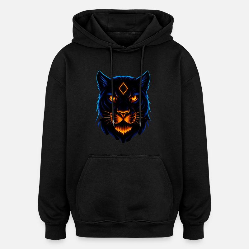 Néon Panthère Fière Sauvage Luminescente - Sweat à capuche oversize unisexe - noir