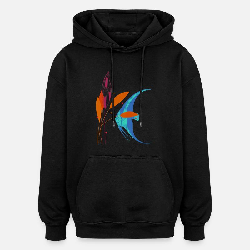 Fisch und Pflanze - Oversized Unisex Hoodie - Schwarz