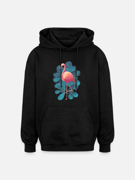 Flamingo - Oversized Unisex Hoodie - Schwarz