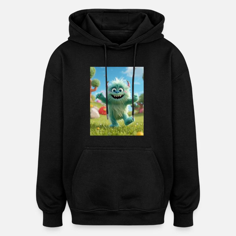 Fluzzle das süße Monster - Oversized Unisex Hoodie - Schwarz