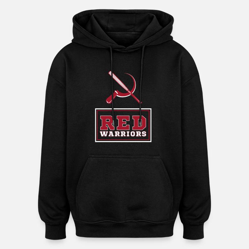 Red Warriors Logo2 - Sweat à capuche oversize unisexe - noir