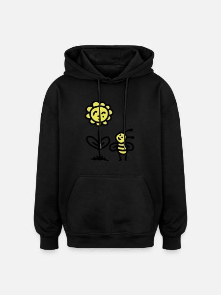 Bee Flower - Oversized Unisex Hoodie - black