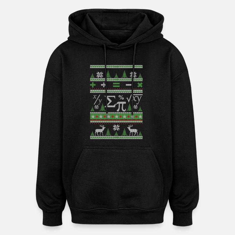 Mathématiciens laid de Noël - Sweat à capuche oversize unisexe - noir