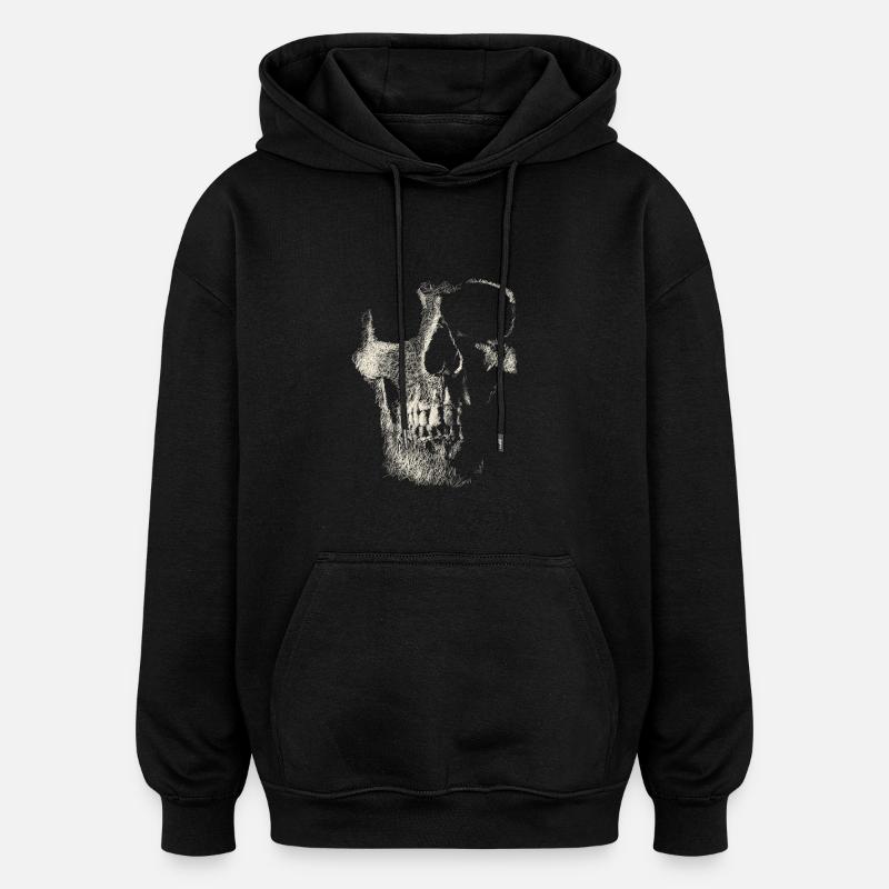 Skull - Sweat à capuche oversize unisexe - noir