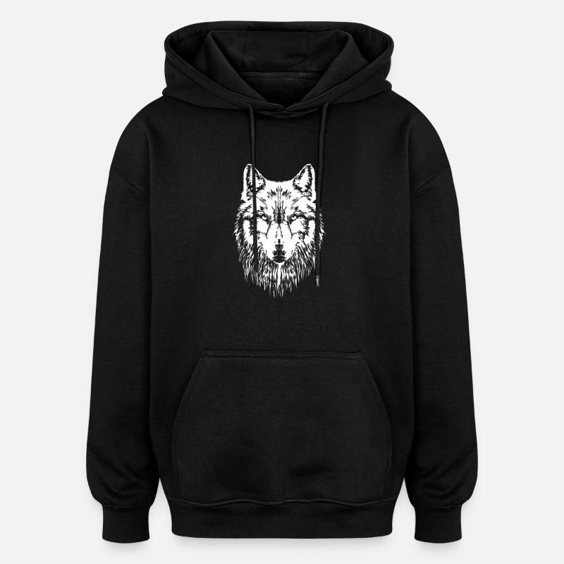 Tête de loup - Sweat à capuche oversize unisexe - noir