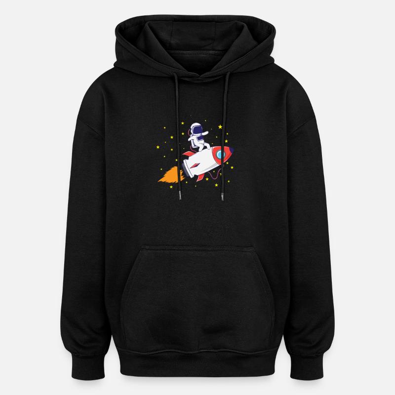 L’astronaute sur la fusée - Sweat à capuche oversize unisexe - noir