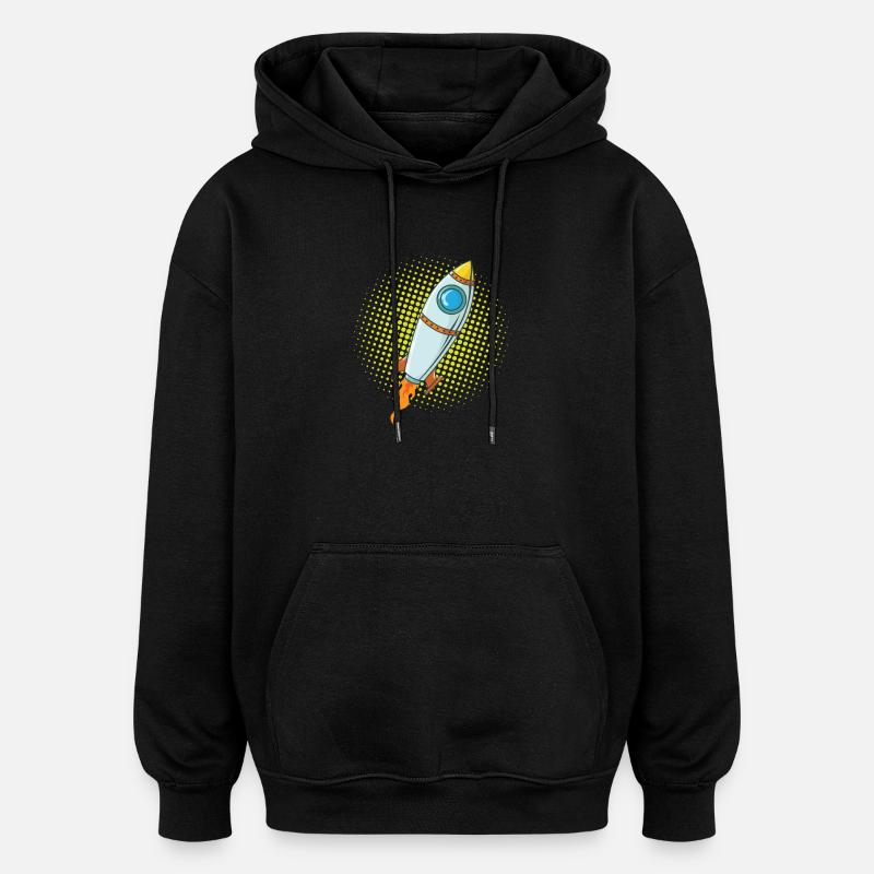 Moon Rocket Spaceship Comic Missile - Sweat à capuche oversize unisexe - noir