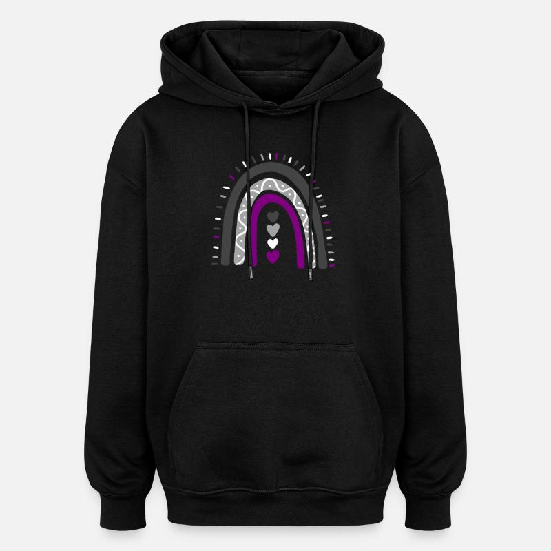 Asexual Boho Rainbow Ace Pride - Oversized Unisex Hoodie - black