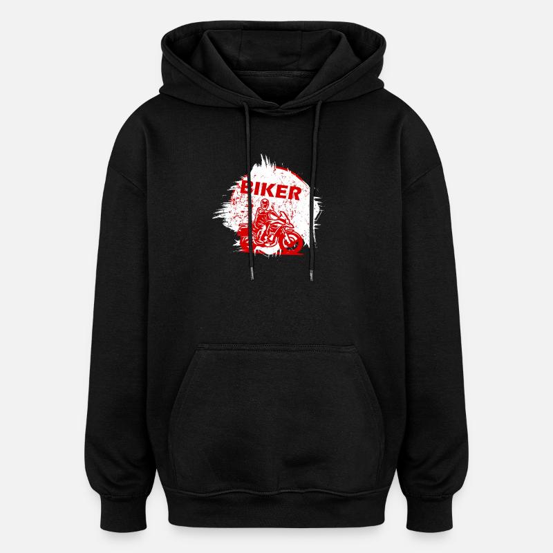 Red Biker Motorrad-Splash-Effekt - Oversized Unisex Hoodie - Schwarz