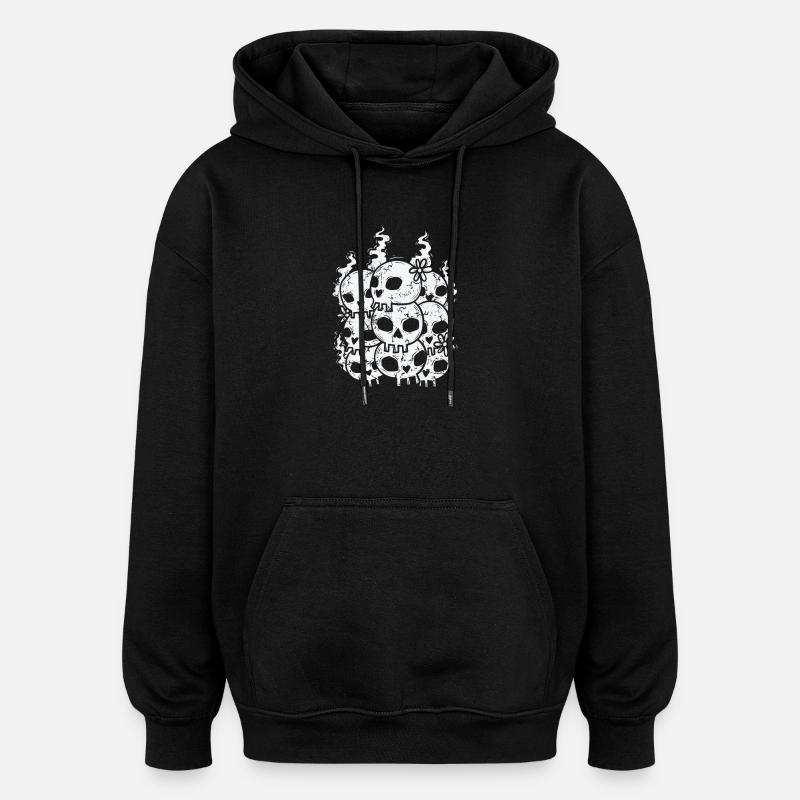 Bone Skull Style gothique - Sweat à capuche oversize unisexe - noir