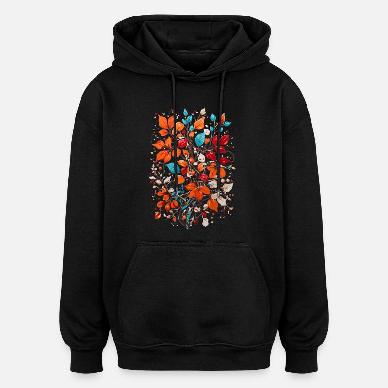 Fleurs aux noix - Sweat à capuche oversize unisexe - noir