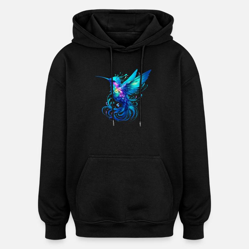 Kolibri - Oversized Unisex Hoodie - Schwarz