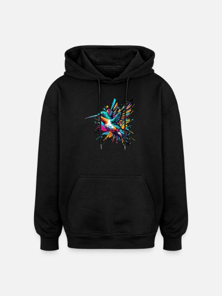 Hummingbird - Oversized Unisex Hoodie - black
