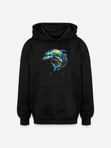 Dolphin - Oversized Unisex Hoodie - black