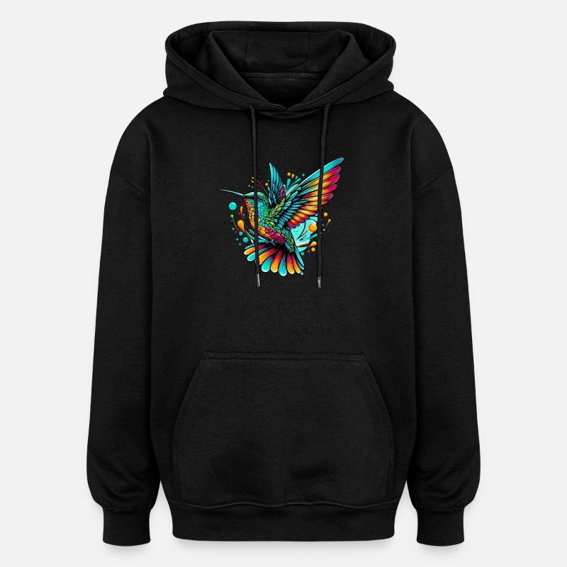 Kolibri - Oversized Unisex Hoodie - Schwarz