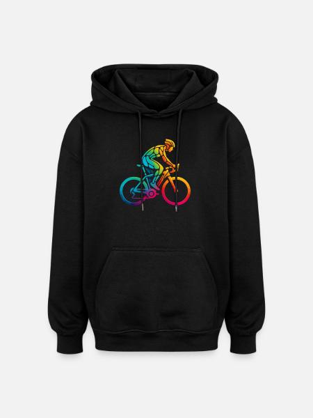 Vibrant Rainbow Cycling Art - Oversized Unisex Hoodie - black
