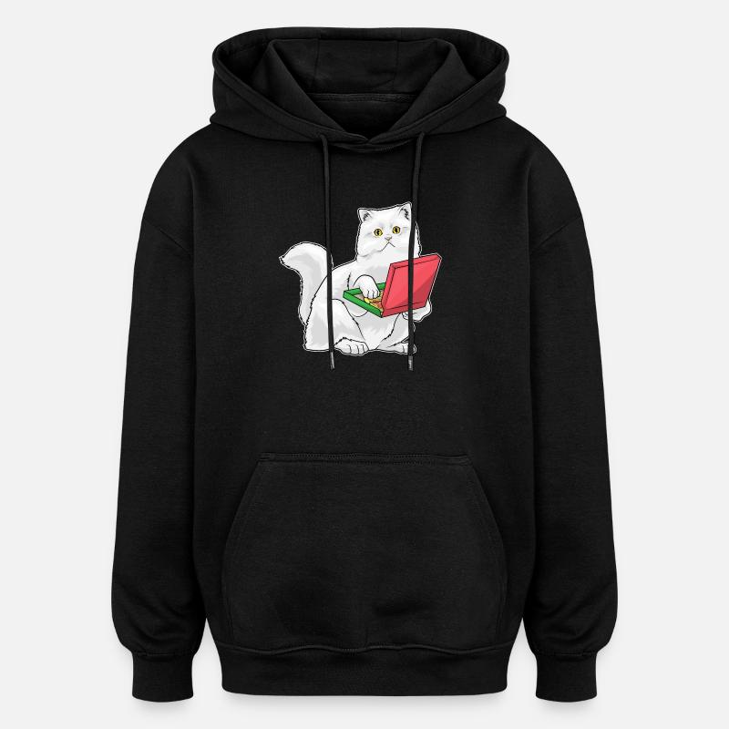 Pizza Chat Persan - Sweat à capuche oversize unisexe - noir