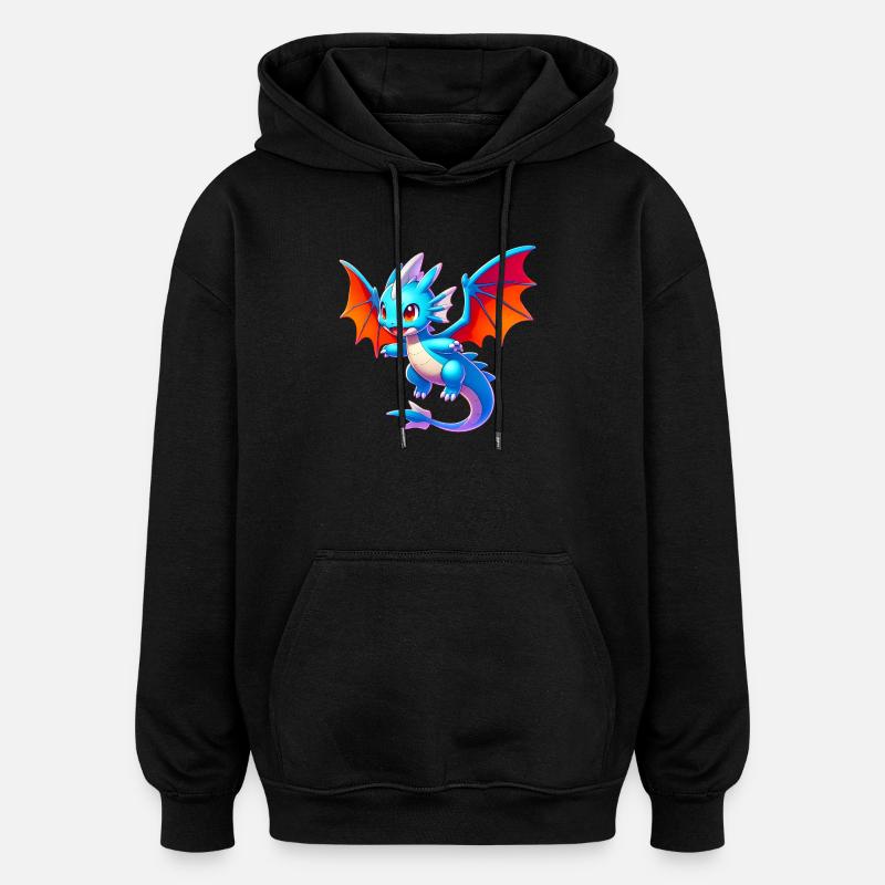Dragon - Sweat à capuche oversize unisexe - noir
