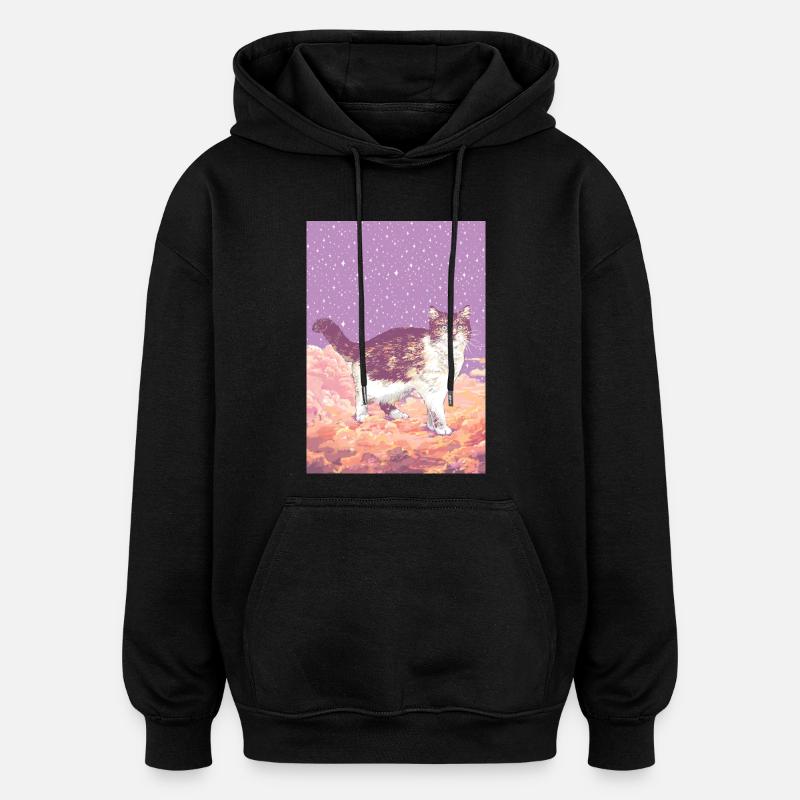 CLOUD CAT - Oversized Unisex Hoodie - black