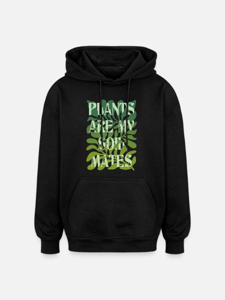 Plants Are My Soulmates Lettering - Oversized Unisex Hoodie - black