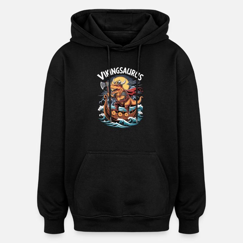 Vikingsaurus - Oversized Unisex Hoodie - black