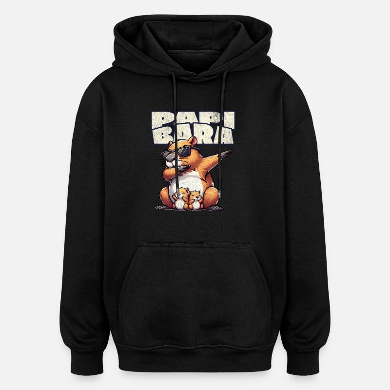 Papibara Capybara Father Dad - Oversized Unisex Hoodie - black