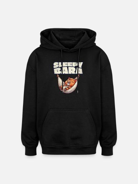 Capybara Sleepy Bara - Oversized Unisex Hoodie - black