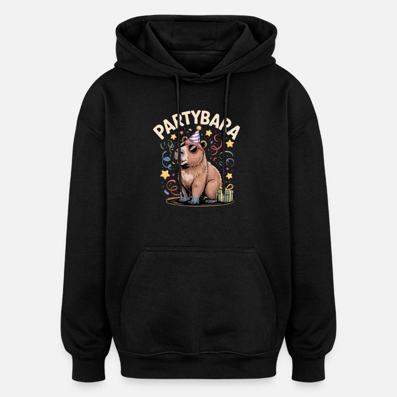 Partybara Capybara - Oversized Unisex Hoodie - black