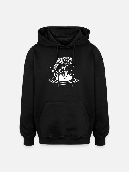 Dynamic Fish Jump Illustration - Oversized Unisex Hoodie - black